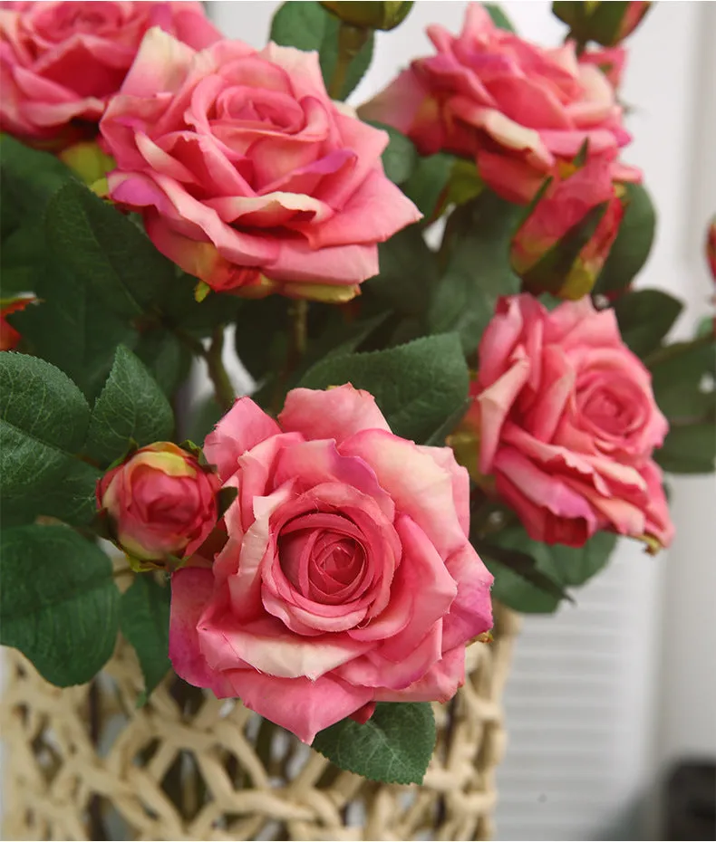 Bulk 18.5" Real Touch Rose Spray Branch Artificial Flower Wholesale