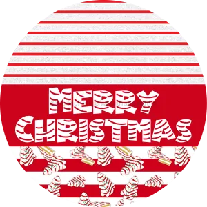 Door Hanger, Christmas Sign, Red White Christmas Cake Sign, Welcome Sign, 18" Wood Sign, Merry Christmas, DECOE-2220-DH, 18" Wood Round