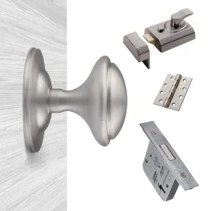 External M61 Centre Knob Front Door Handle Pack - Chrome Finish