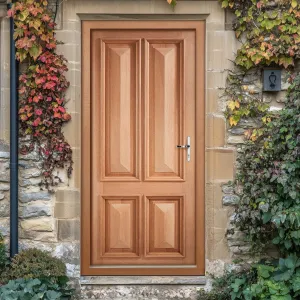 Islington 4 Panel Exterior Hardwood Front Door and Frame Set with Fittings